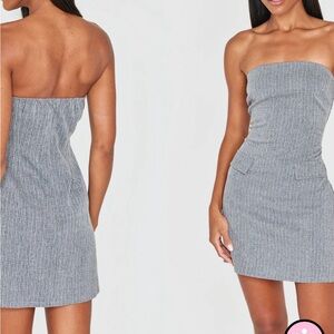 Grey Twill Bandeau Dress
